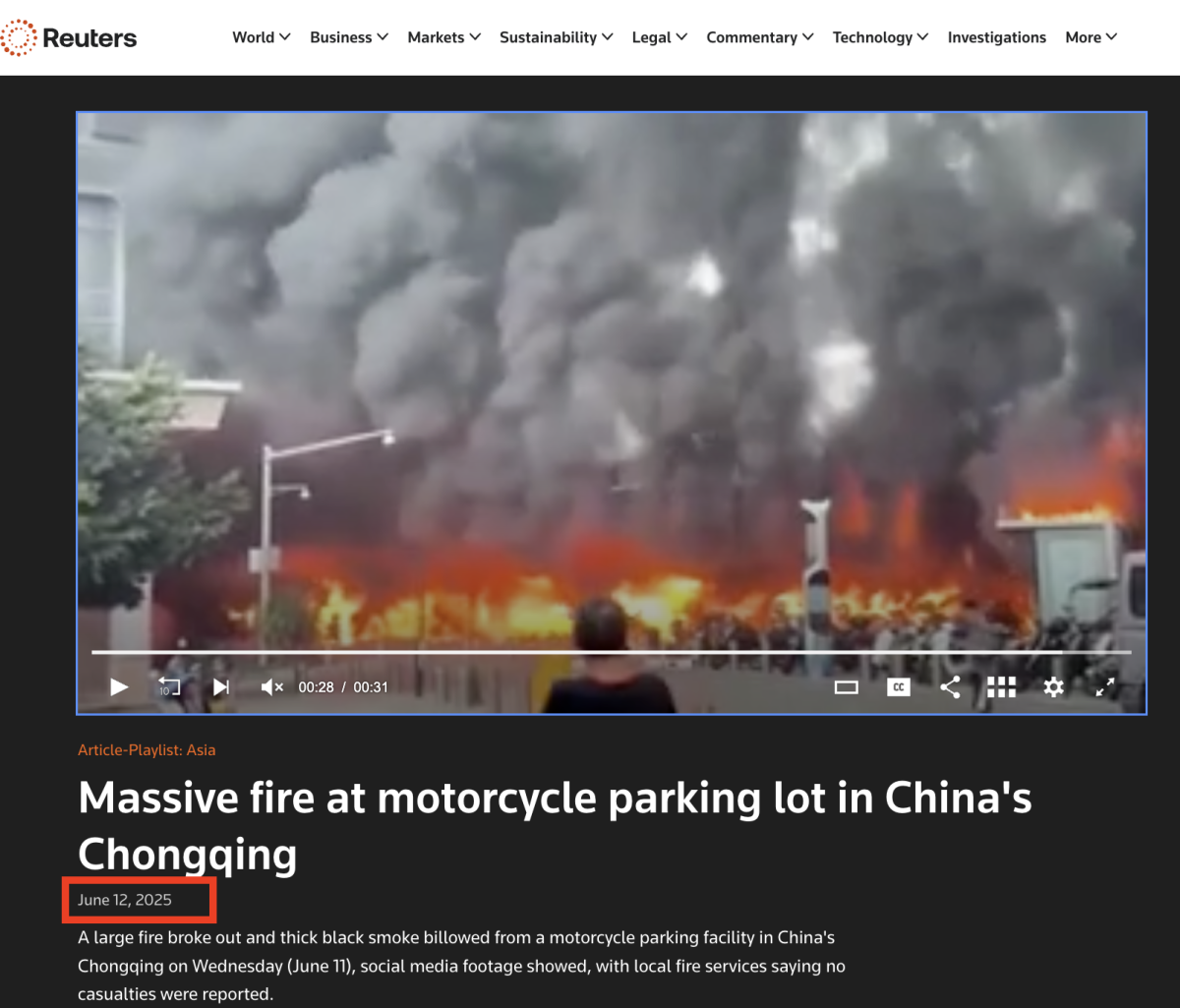 الفيديو يعود إلى حريق في الصين وليس نتيجة قصف إيراني على إسرائيل